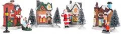 Hidyliu Christmas LED Lighted Miniature - Christmas Village Set Christmas Scene Village LED Lighted Miniature Houses Town Christmas Village Houses Gift