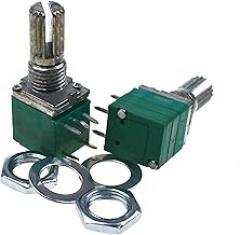 5pcs 5K 10K 20K 50K 100K 500K Potentiometer Switch Audio 5pin Shaft 15mm Amplifier Sealing Green Plastic Flush Mount ON-OFF-ON Electronic Switch