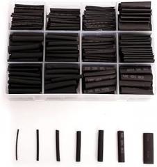 625pcs Cables Tube Black Shrink Tubing 2:1 Polyolefin Shrink Tubing Heat Shirnk Tube Insulated Cables Electronic DIY Kit
