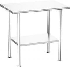 Stainless Steel Prep Table for Work, 24 * 36 Inch, High Load Bearing with Undershelf for BBQ, Restaurants, Workshops, Kitchens, Garages and Gardens