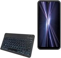 BoxWave Keyboard Compatible with Energizer Ultimate U608s - SlimKeys Bluetooth Keyboard - with Backlight, Portable Slim LED 7 Colors - Jet Black