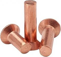 (20pcs) Purple Copper Countersunk Head Solid Rivets Fasteners, M6x8mm,Used in Electronic workbenches, Mechanical Shafts.