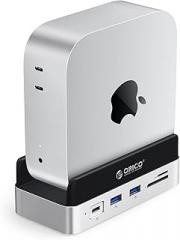 ORICO MiniDock and Stand Compatibility with Mac mini M4, 9-in-1 Aluminum Hub with 2TB NVMe M.2 SSD, 10Gbps USB-C & USB-A,5Gbps USB-A,4K HDMI, Gigabit Ethernet, SD/TF Card Readers,Type-C(PD3.0)