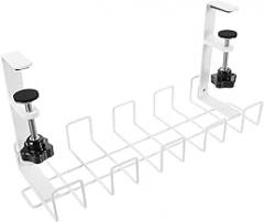 Desk Cable Management Tray Wire Organizer for Desk Cord Management White Small Size Cable Shelf for Home Office Electronics