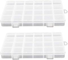 MroMax PP Component Storage Box 192x135x22mm Plastic Organizer Container 24 Fixed Grids Tool Boxes for Electronic Component Small Accessories Transparent Color 2Pcs