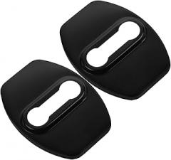 2pcs Aluminum Alloy Car Door Lock Covers Easy Installation Automotive Decor for Resistant Door Pull Pin Accessories Sleek Black Design