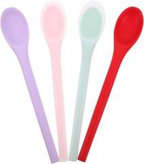 4pcs Silicone Soup Spoon Nonstick Mixing Spoon for Cooking and Serving Dishwasher Safe Kitchen Utensil Light Translucent Macaron and Fresh