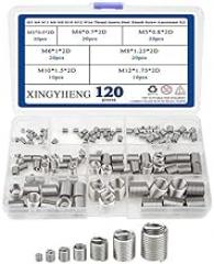 XINGYHENG 120pcs M3 M4 M 5 M6 M8 M10 M12 Wire Thread Inserts Steel Sheath Helicoil Type Screw Repair Sleeve Assortment Kit with Plastic Box