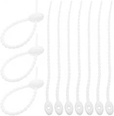 KESYOO 20pcs White 12cm Silicone Cable Ties Adjustable Cord Management Straps Multipurpose for Electronics Chargers and Home Organization