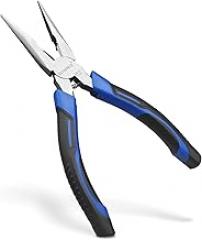 KAIHAOWIN 8 Inch Heavy Duty Needle Nose Pliers with Wire Cutter, Precision Long Reach Pliers Ergonomic Soft Grip for Jewelry Making Wire Wrapping Electronic Repair