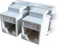 2-Port CAT6 RJ45 Socket Network Adapter CAT.6 T568A/8 LAN Ethernet(Female to Female)