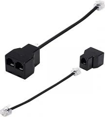 Phone Line Splitter, Telephone Splitter,with RJ11 6P4C Plugs,Suitable for Telephone,Fax Machine,Biacke 2-Pack