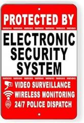 Protected Electronic Security System Video Surveillance Metal Sign Retro Metal Tin Vintage Sign 12 X 8 Inch