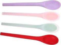 4pcs Silicone Mixing Spoons Nonstick Cooking Utensils for Home Kitchen Spoons Light Translucent Macaron Fresh