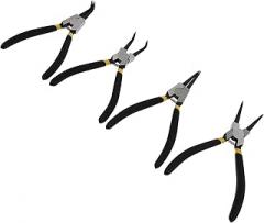 NOLITOY 4Pcs Multifunctional Retainer Pliers with Straight and Bent Jaws Non-slip Grip Repairing Calipers for Snap Ring Removal and Installation Steel Clamp Tools for Electronics and