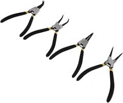 NOLITOY 4Pcs Multifunctional Retainer Pliers with Straight and Bent Jaws Non-slip Grip Repairing Calipers for Snap Ring Removal and Installation Steel Clamp Tools for Electronics and
