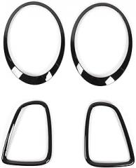 Headlight Taillight Cover Trims, Replacement for Mini R56 R57 R58 R59 S JCW 2007 2015, Gloss Black ABS PP Material, with Buckle for Easy Installation