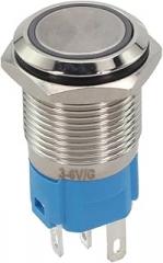 Compact 16mm Momentary Push Button Switch Waterproof with LED Ring Light, for Machinery and Various Electronic Projects (White)