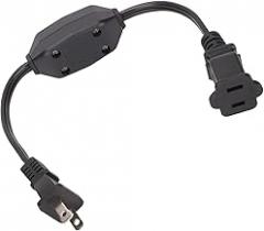 Power Extension Cord with OnOff Switch - 2 Prong Male to Female Power Cable - Short 0.32m Perfect for Christmas Lights and Small Electronics (Black)