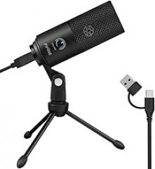 FIFINE USB Microphone, Metal Condenser Recording Microphone for MAC OS, Windows, Cardioid Laptop Mic for Recording Vocals, Voice Overs, Streaming, Meeting and YouTube Videos-K669B