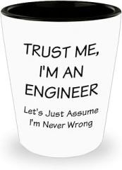 Gifts for Engineering Shot Glass Shotglass Novelty Drinkware - Engineer Engr Week Civil Chemical Electrical Electronic EC Industrial Mechanical Funny Idea - Trust Me