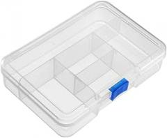 Component Storage Box - PP Fixed 5 Grids Electronic Component Containers Tool Boxes Clear White 143x100x33mm