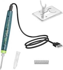 Portable USB Soldering Iron 8W Electric Heating Tool with Indicator Light for SMD Welding Pen Compact Iron for Electronics Repair,Gray Head