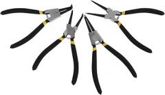 4Pcs Spring Retainer Pliers with Non-slip Handles Internal External Straight and Bent Jaw Circlip Clamp Tools for Household Repair and Electronics Maintenance