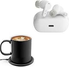 BoxWave Charger Compatible with Creative Labs Zen Air Pro - HottieMug with Wireless PowerDisc Charger (15W), Qi Mug Warmer Coffee Desktop - Jet Black