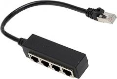 RJ45 Ethernet Splitter Cable One Point Four Ethernet Cable Splitter ABS PCB RJ45 Splitter Adapter Laptop 4 Port Adapter for Office Home Network Setup Ethernet Splitter