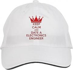 Makoroni Keep Calm and Date an Electronics Engineer Hat Adjustable Cap, DesR80 White