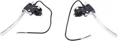 1 Pair Brake Lever, 2 Wires Left & Right Electronic Brake Lever Accessories Aluminium Alloy E Bike Brake Handle for Electric Bicycle E Bike Scooter (Silver Black)