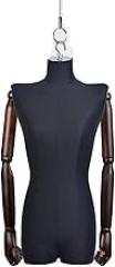 Mannequin Body Torso Female, Adjustable Wire Rope Half Scale Hanging Tailors Dummy Manikin with Wooden Arm for Home Decoration, 4 Colors,B (B)