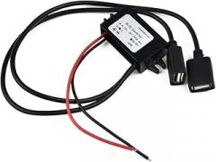 FABULETTA 12V to 5V 3A DC Step-Down Power Converter with Dual USB Ports IP68 Waterproof Shockproof Voltage Regulator for Car Motorcycle Boat RV Electronics