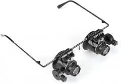 20x Head Mounted Magnifier with LED Light, Jewelers Loupe Magnifying Glasses for Close Work/Electronics/Eyelash/Crafts/Jewelry/Repair