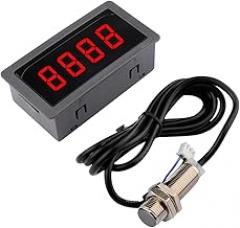 4 TachoTrackier Metier Red LED RPM Gauge Speed Trackier Metier with Hall Magnitic Detector Seins0r NPN Switch for Lathe Conveyor Belt New 2026 High for Reliable Electronic Component