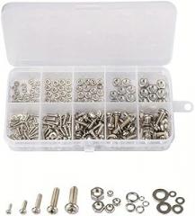 320pcs Screw Assortment Kit S304 Stainless M2-M5 Metric Screws Nuts Bolts Organizer Box for Electronics Repair and DIY, Silvery