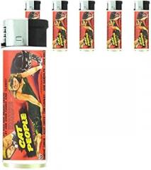 Refillable Electronic Lighter Set of 5 Pieces D-156 Cat People