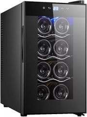 Small Thermostat Electronic Wine Cabinet, Wine Refrigerator with Glass Door, Independent Countertop Wine Cellar, 12-18°C LED Low Noise