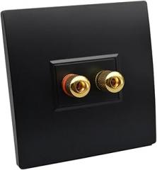 86mm Speaker Panel Black with 1 Port Left and Right Hi-Fi System Connection Wall Plate