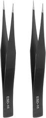 HARFINGTON 2Pcs Precision Tweezers Set ESD-16 120mm Pointed Anti-Static Anti-Magnetic Stainless Steel Precision Technology Tweezers Kit for Craft Electronics Jewelry Repair Laboratory Work