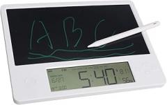 EBTOOLS Electronic Digital Planner Tablet Calendar, Electronic Calendar with Notepad, Time Date Temperature Humidity Display, Foldable Stand, for Office