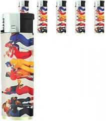 Vintage Retro Skiing Skier Skis Set of 5 Lighters S22 Electronic Refillable Flame Cigarette Smoking