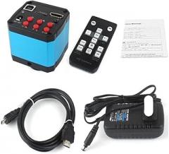 Microscope 2K HDMI USB Digital Video Monocular Industrial Electronic Microscope Camera 130X C-Mount Lens Kit for Phone PCB Soldering Repair(A)