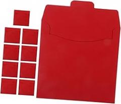 LIFKOME 10Pcs Red Paper CD DVD Sleeves Portable Disc Case for Organized Storage Protection for and DVDs for Wedding Photography and Advertising Materials