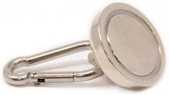N42 Neodymium Pot Magnet with Carabiner - 1-3/8 in. Dia - 79.38lbs Pull (Pack of 1)