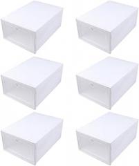 Milisten 6pcs Plastic Shoes Organizer Boxes with Dustproof Flip-top Stackable Drawer Containers 33x24x14cm for Men’s Shoe Storage and Closet Organization