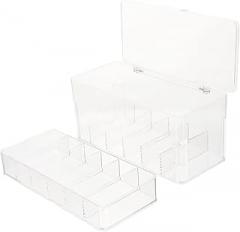Clear Cable Management Box with Multi Compartments Portable Cord Organizer for Phone Chargers and Electronics Compact Desk Storage for Neat Cord Management in Home and Office