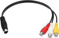 MECCANIXITY S Video Cable 0.8ft, 4 Pin S-Video Male to 3 RCA Female Composite Adapter Converter Transfer for TV Receiver Monitor