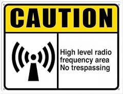 Btbaspa Caution High Level Radio Frequency Area Sign 12x8 Inch Rust-Free Aluminum - Metal Tin Sign for Home, Coffee Bar & Christmas Electronic Facility Safety